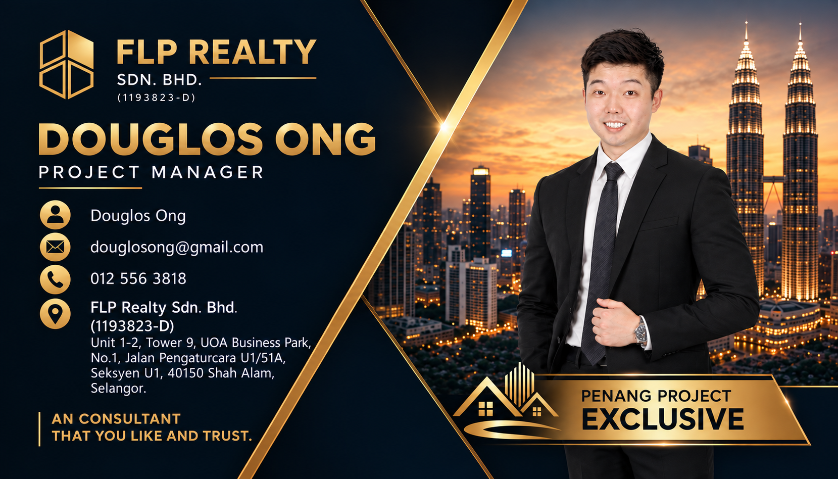 Douglas Ong, FLP Realty Sdn Bhd, Project Manager namecard